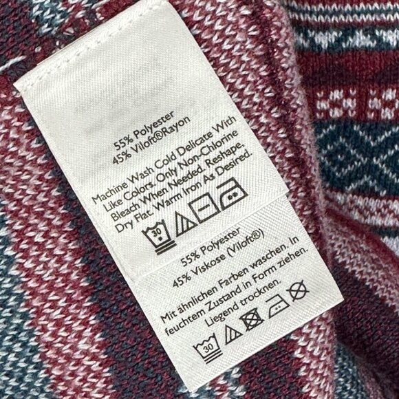 Eddie Bauer Engage Fair Isle Burgundy Purple Quarter‎ Zip Pullover Sweater Large - Picture 9 of 15
